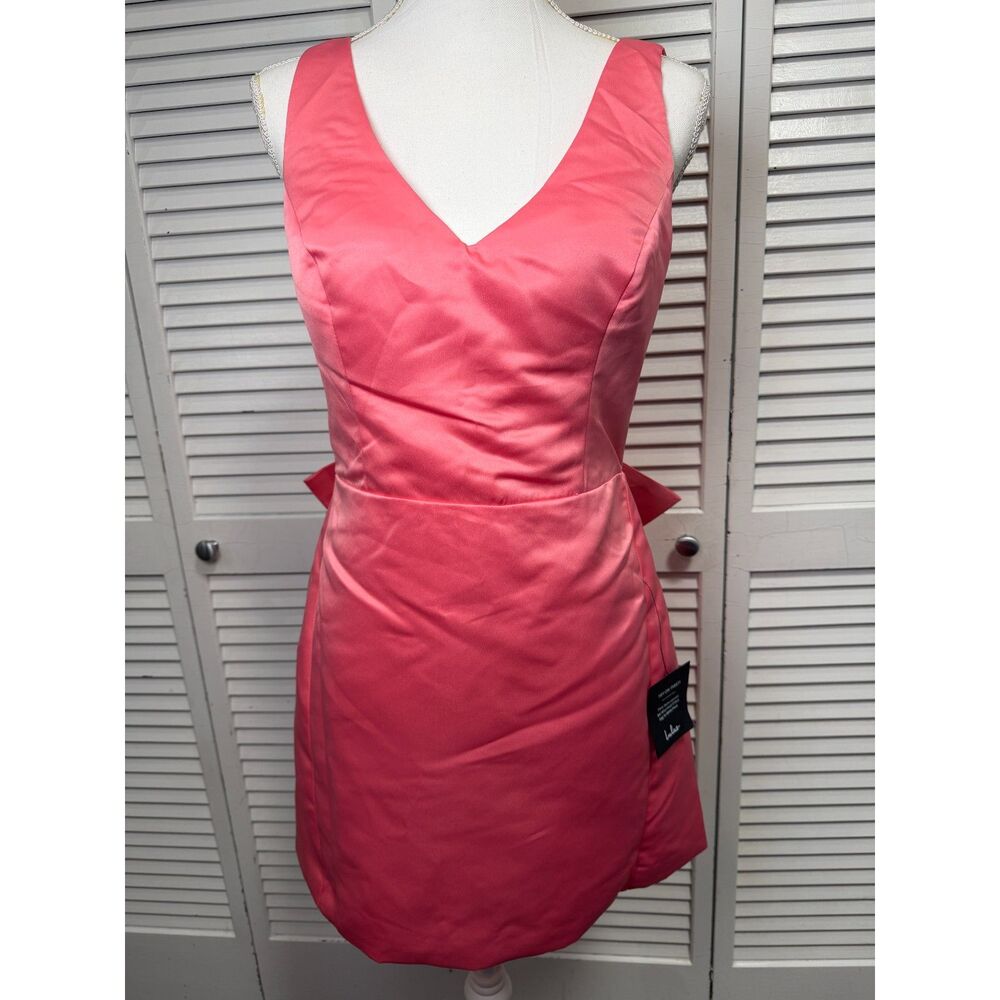Lulu's Charming Celebration Pink Taffeta Bow Mini Dress Size Medium NWT $79 - Picture 5 of 10
